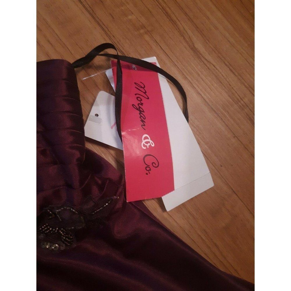 3 for $60 Morgan & Co Purple Plum V Neck Beaded Sequins Smal - Picture 4 of 5